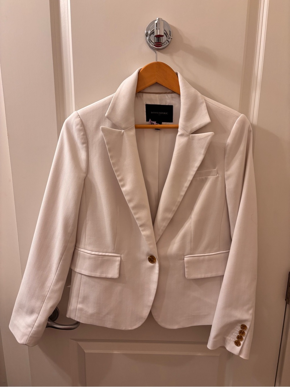Banana Republic White Tailored Single-Button Blazer